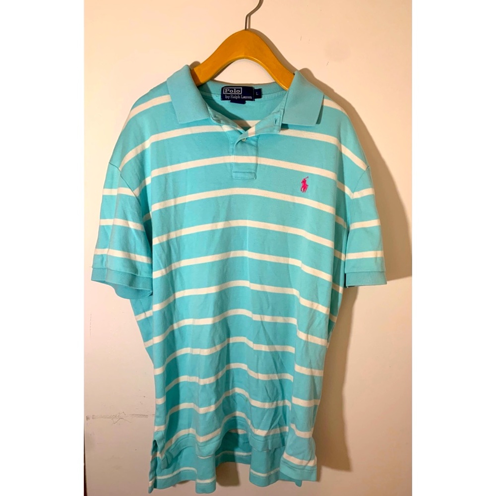 Blue and White Striped Polo by Ralph Lauren